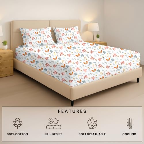 Egyptian Cotton Fitted Sheet Set - Rain Forest Pattern, Olympic Queen, 16" Deep Pockets