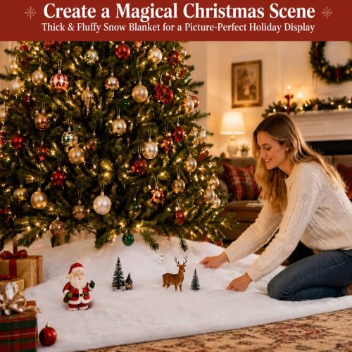 Christmas Snow Blanket 2 Pack - Large 96 x 31.5 Inch Artificial Snow for Holiday Decor