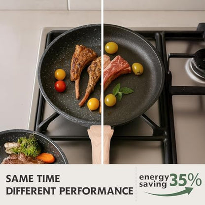 12 Inch Nonstick Granite Frying Pan Skillet - Durable & Easy Clean