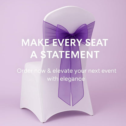 Organza Chair Bow Sash by [Brand Name] - Elegant Black Décor for Weddings & Events | Pack of 25