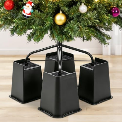 6 Inch Black Plastic Christmas Tree Risers Set of 4 - Space Saving Support