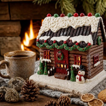 7-Inch Lighted Gingerbread House Christmas Village Decor