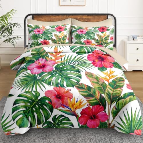 WeCozy Tropical Floral King Comforter Set 7 Pieces Bedding