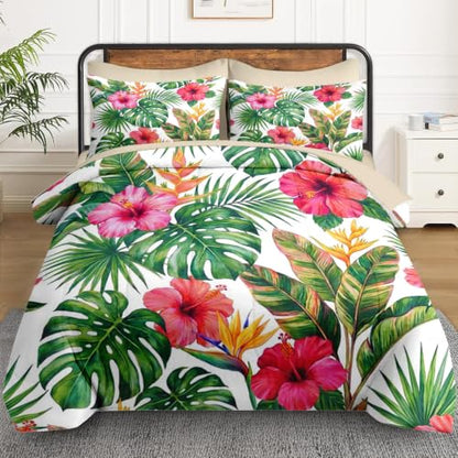 WeCozy Tropical Floral King Comforter Set 7 Pieces Bedding