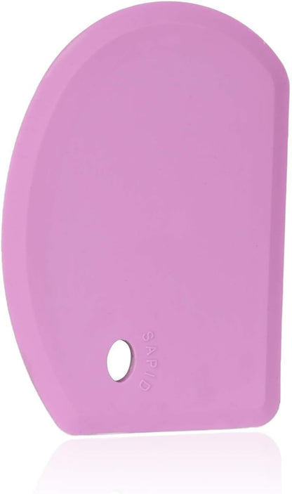 Sapid Silicone Bowl Scraper - Flexible Curved Edge for Baking | Food Grade Dough Scraper (5.98"×4.3", Purple)