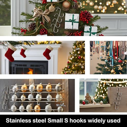 0.8 Inch Stainless Steel S Hooks 200 Pcs Small Jewelry & Ornament Hangers