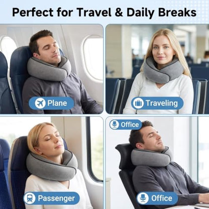 Travel Neck Pillow with Memory Foam - 360° Support, Compact U-Shaped Design