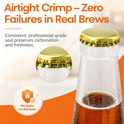 Manual Bottle Capper Tool for Homebrewing with 150 Crown Caps