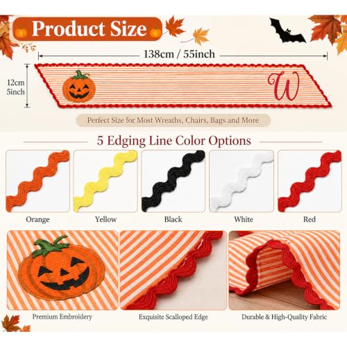 Halloween Striped Monogram Wreath Sash - Fall Front Door Decor