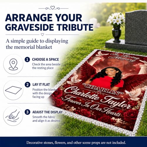 Personalized Memorial Grave Blanket with Photo, Name & Date - Style-18