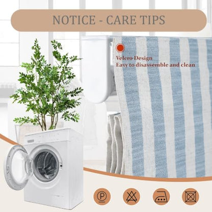Blue White Striped Linen Roman Shade - Customized, 1 Panel, Cordless