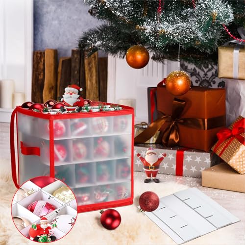 Christmas Ornament Storage Box Holds 64 Decorations Waterproof & Foldable