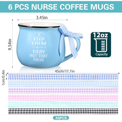 Colorful Nurse Appreciation Gift Mug Set - 6pcs 12oz Ceramic Cups for Nurses