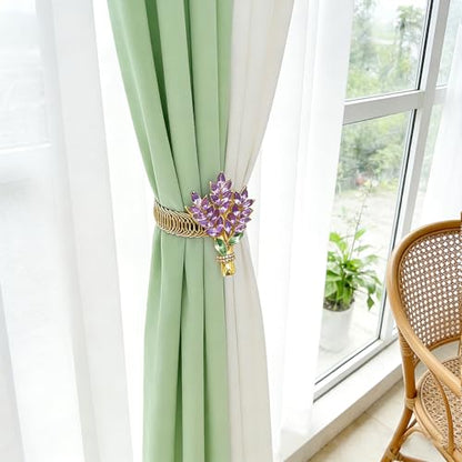 2-Pack Lavender Flower Curtain Tiebacks - Farmhouse Window Decor