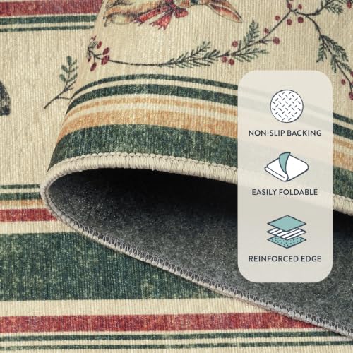 Lahome Christmas Runner Rug Non Slip 2x8 Evergreen Green Hallway Kitchen