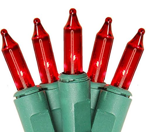 100 Count Red Christmas String Lights with Green Wire - Indoor Outdoor Decor