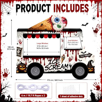 Halloween Ice Cream Truck Photo Booth Backdrop Party Decor