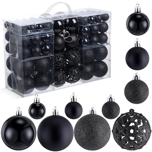Christmas Ball Ornaments Set - Black 100 Pcs Holiday Decorations