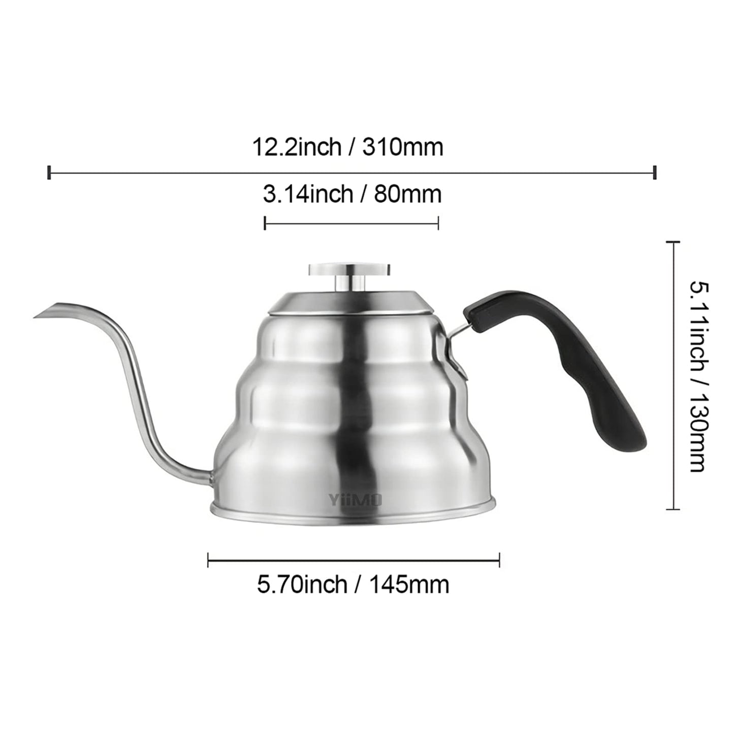 YiiMO Gooseneck Kettle, Pour Over Coffee Tea Kettle Temperature Control Hot Water 1 liter Stove Top, Food Grade Stainless Steel Tea Pot for Home & Kitchen