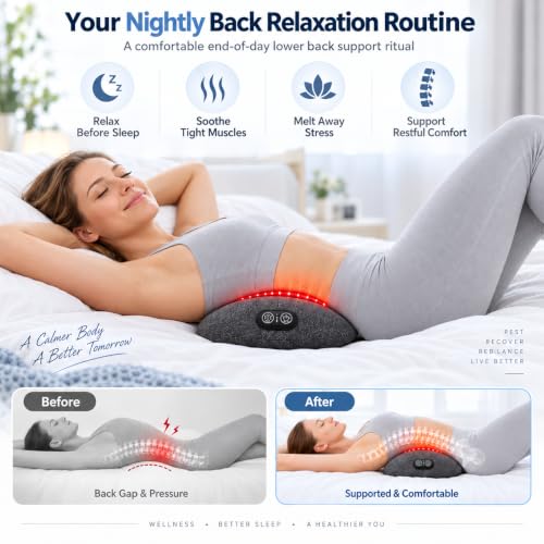Lumbar Support Pillow with Heat and Red Light Therapy for Back Pain Relief