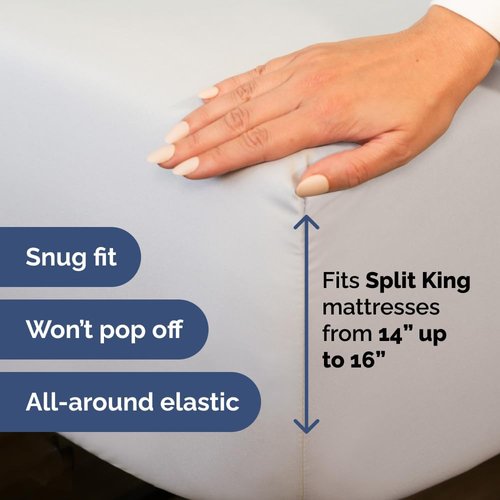Flex Top Split Head King Sheet Set - Comfy, Breathable & Cooling Luxury Bedding - Deep Pockets, Soft French Grey