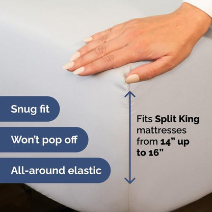 Flex Top Split Head King Sheet Set - Comfy, Breathable & Cooling Luxury Bedding - Deep Pockets, Soft French Grey