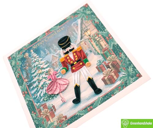 Merry Nutcracker Christmas Quilling Card - Handmade Holiday Greeting Card