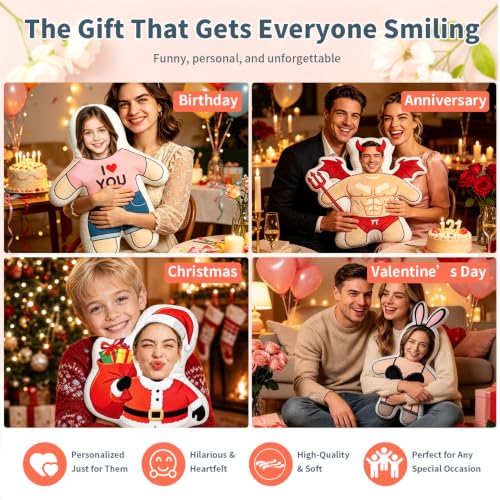 Personalized Custom Face Pillow Double Sided Photo Gift - Flexible Sizes