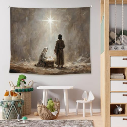 Christian Nativity Christmas Wall Tapestry - Religious Scene Decor - Variation: Christmas8