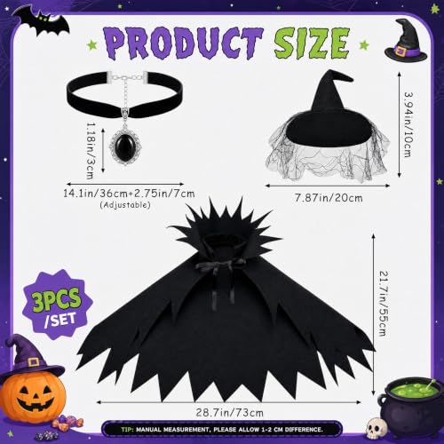 Halloween Witch Porch Goose Costume with Lace Spider Web Hat - Black2