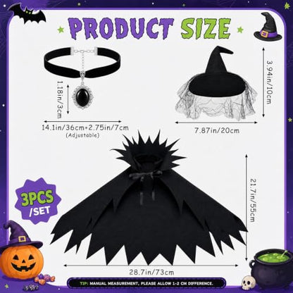 Halloween Witch Porch Goose Costume with Lace Spider Web Hat - Black2
