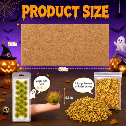 Halloween Village Coir Landscape Mat for Mini Scenes and Dioramas - 40 x 12 Inch