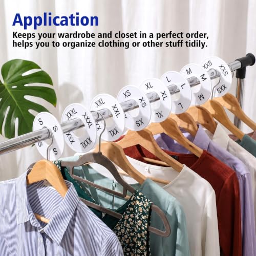 8 Pcs Clothing Size Dividers, Round Closet Dividers Plastic (White) - 9 cm Diameter, 8 Sizes