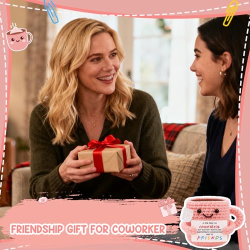 Coworkers Gift - Funny Crochet Teacup for Work Bestie - Farewell, Birthday, Christmas - Variation of Coworkers