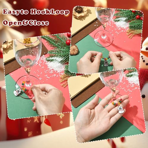 Christmas Wine Glass Charms Set - 18 Festival Theme Stem Goblet Decorations