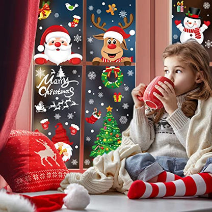 Christmas Window Clings 245pcs Holiday Decor Reusable Double-Sided Stickers
