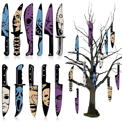 12pcs Horror Wooden Knife Ornaments for Halloween Tree Decorations