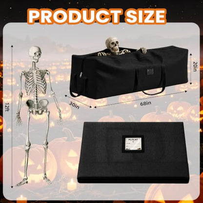 Black Halloween Skull Storage Bag Fits 12 Ft Skeleton or Xmas Tree