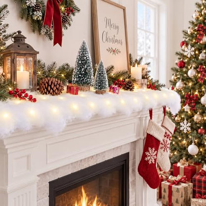 2PCS LED Snow Blanket with Warm Lights for Christmas Village Winter Decor