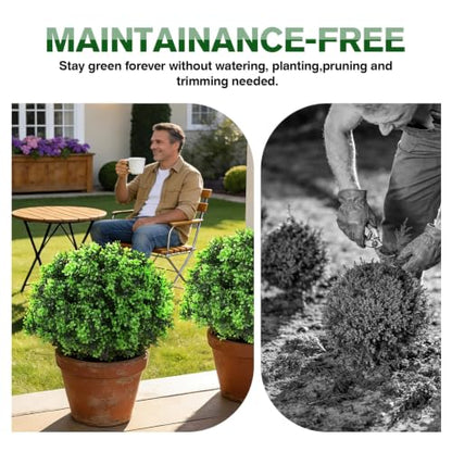 Artificial Boxwood Topiary Ball Trees 25 Inches Set of 2 - Faux Boxwood Plants