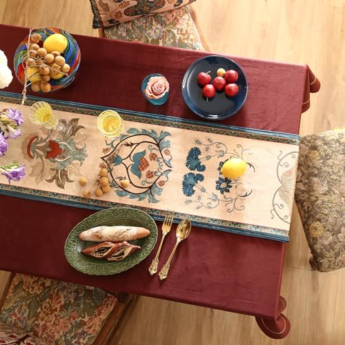 Patdrea Designer Vintage French Velvet Table Runner 12x71 Inches - Herbert E Variation
