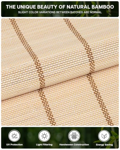 No Drill Bamboo Roman Shade - 24x48 Inch Cabana Natural Woven Window Covering