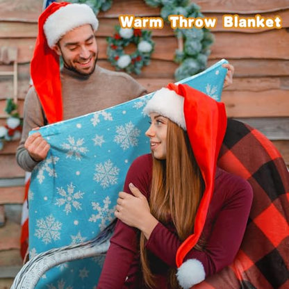 12 Pack Christmas Throw Blankets with Gift Tags - 50 x 60 Inch Holiday Fleece & Flannel
