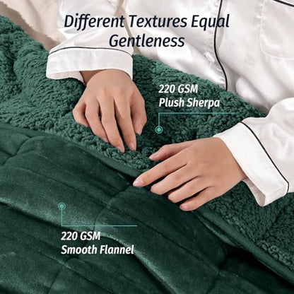 Weighted Blanket for Adults 15 lbs Queen 60x80 Green - Sherpa Fleece