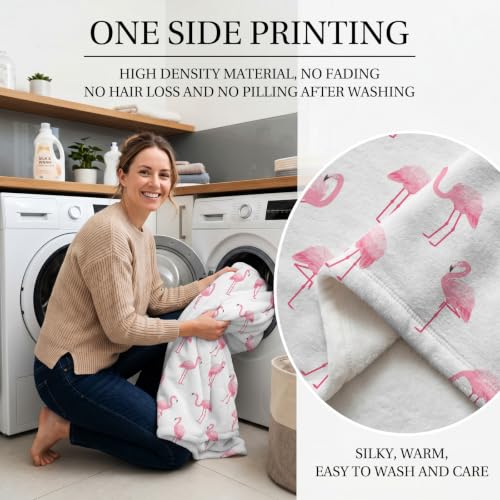 Pink Flamingo Throw Blanket - 60x80 Inch Ultra-Soft Fleece for Couch Bed Lounge