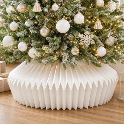 Honeycomb Christmas Tree Collar White Folding Paper Tree Skirt