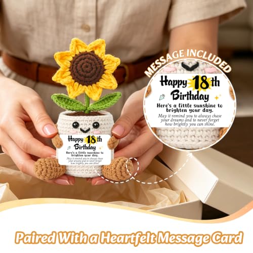 Happy 18th Birthday Gift for Girls Sunflower Crochet - Variation of 18th Birthday