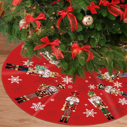 48-Inch Nutcracker Christmas Tree Skirt - Red Holiday Decor