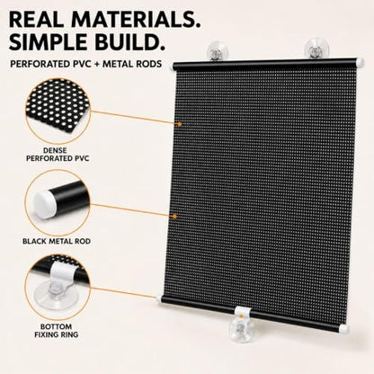 No Drill Indoor Window Blinds with Suction Cups - Light Filtering, Privacy, 13x24 Inches