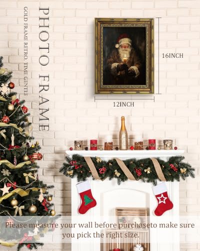 Vodefoad Vintage Santa Wall Art with Candle Frame - 16x12 Inches